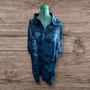 Yatta Men’s Golf Polo Size Large Blue Ocean Dabble Stretch Moisture Wicking NWT